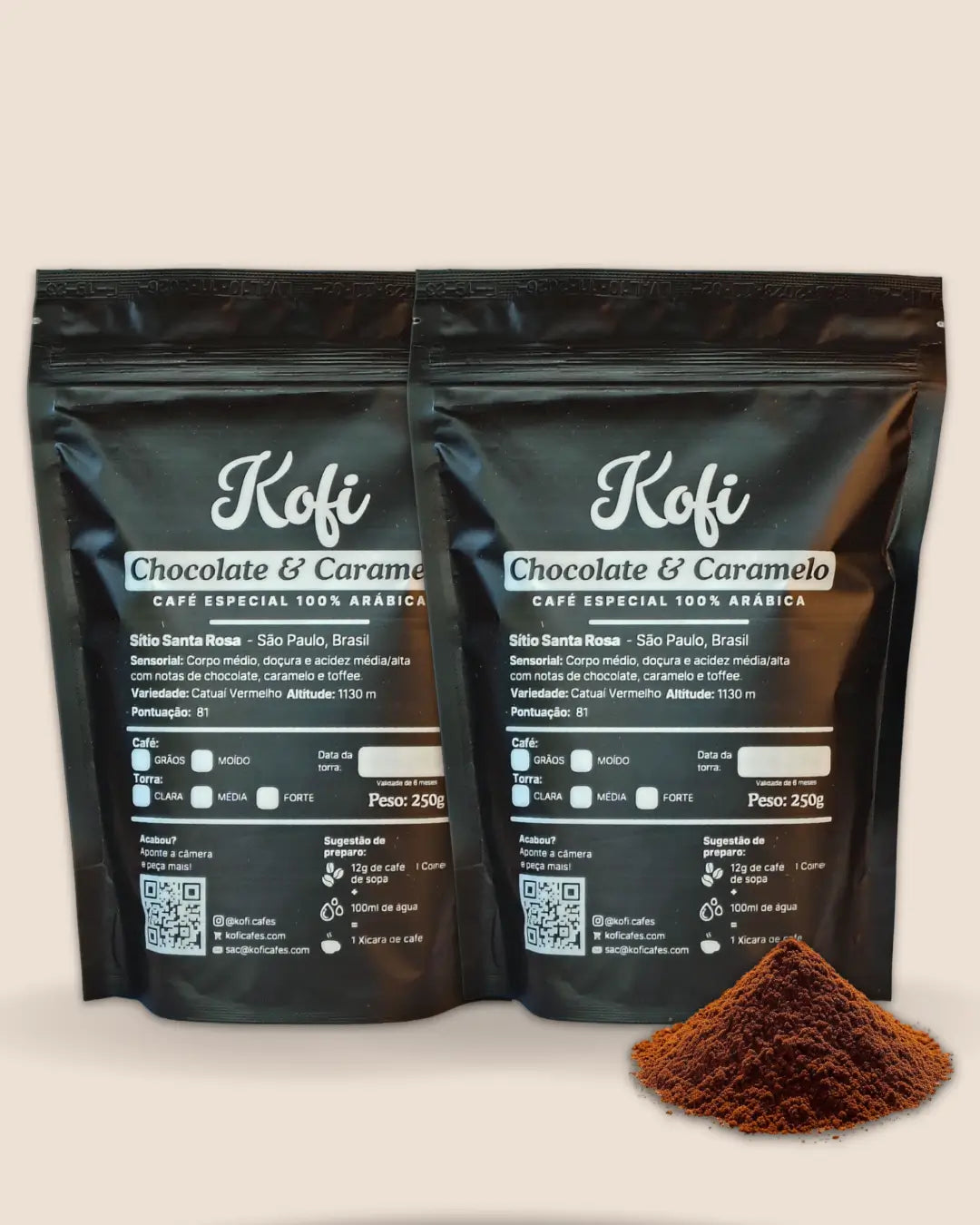 Kit 500g Café Especial Chocolate e Caramelo